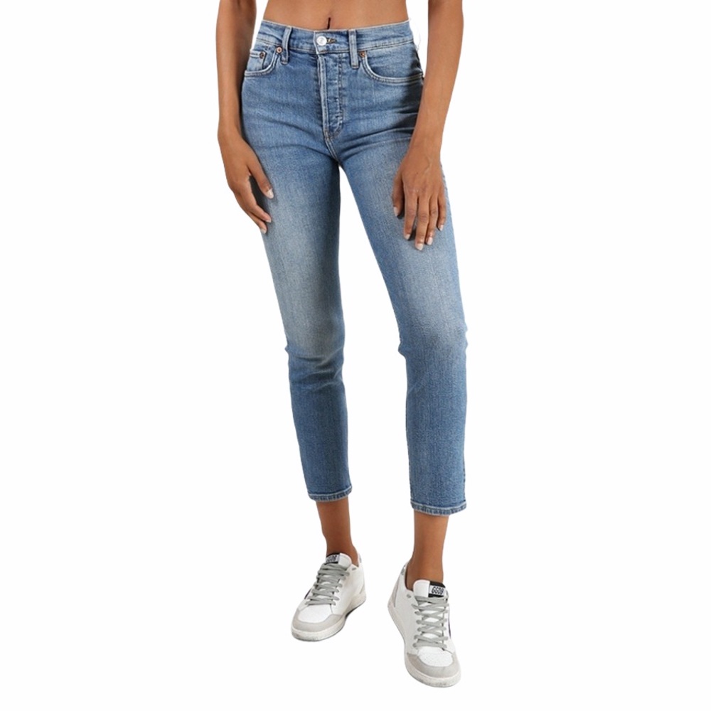RE/DONE High Rise Ankle Crop Jeans 24